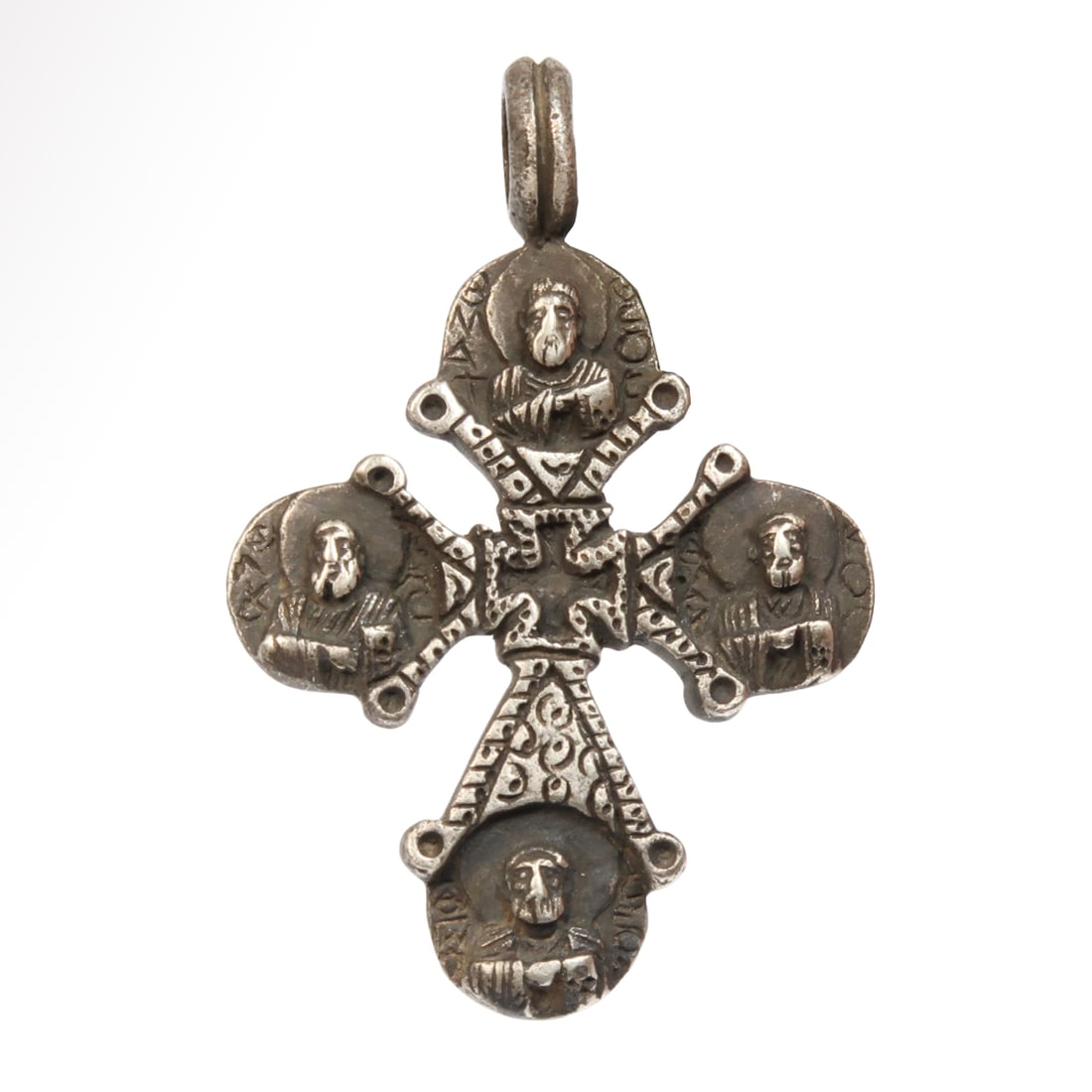 Byzantine Solid Silver Cross with Four Saints, c. 10th-11th Century A.D. (1 of 6)