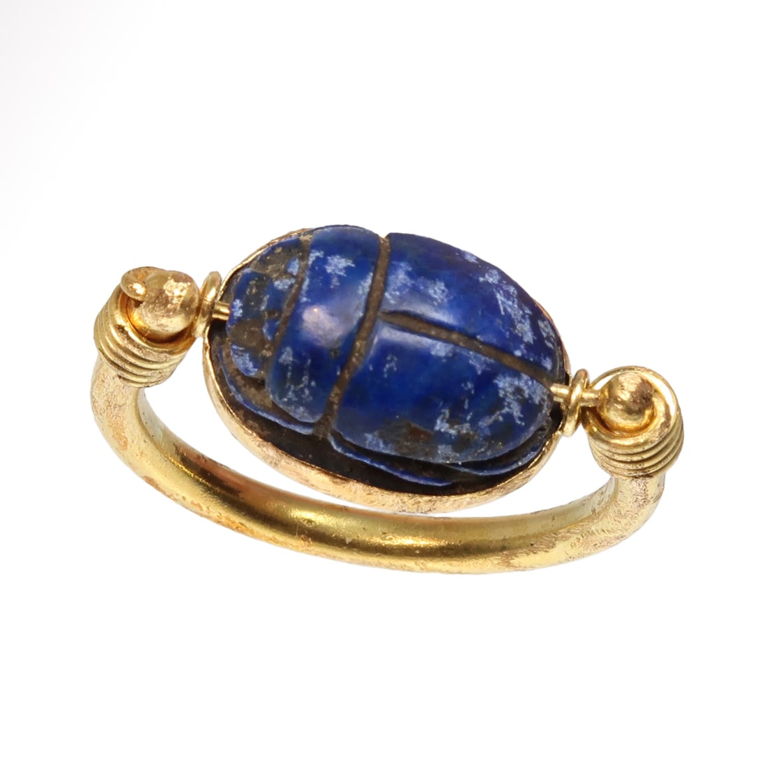 Egyptian Lapis Lazuli Scarab in Gold Swivel Ring, c. 900 B.C. (1 of 7)