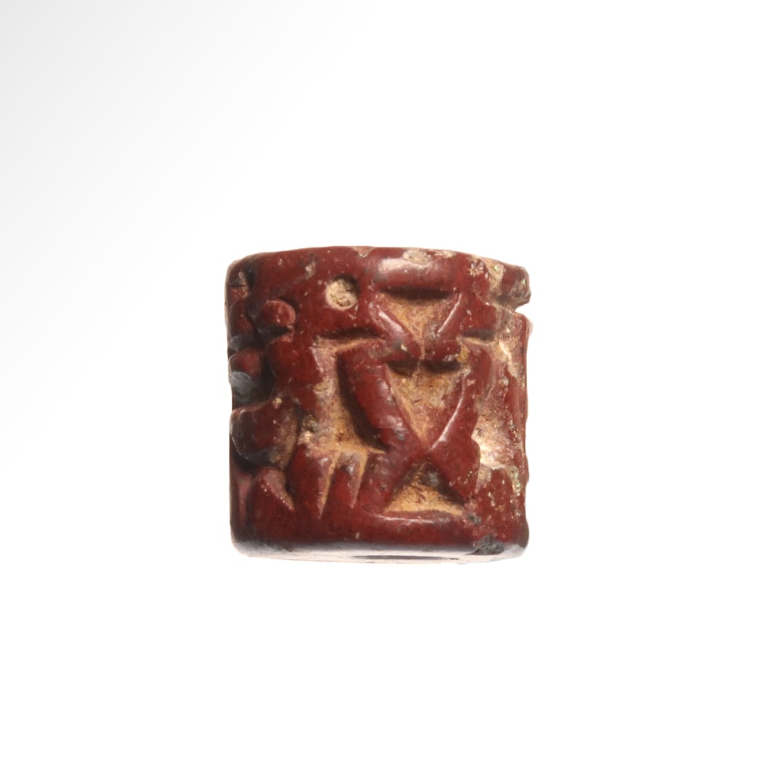 Western Asiatic Red Limestone Seated Drinkers Cylinder Seal, c. 2200-1800 B.C. (1 of 7)