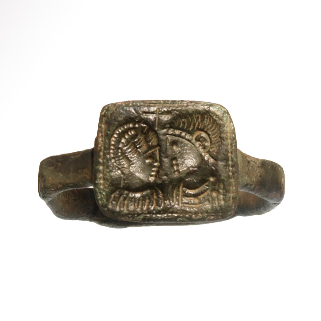 Byzantine Bronze Marriage Ring Depicting Bride and Groom, c. 5th-6th Century A.D. (1 of 7)