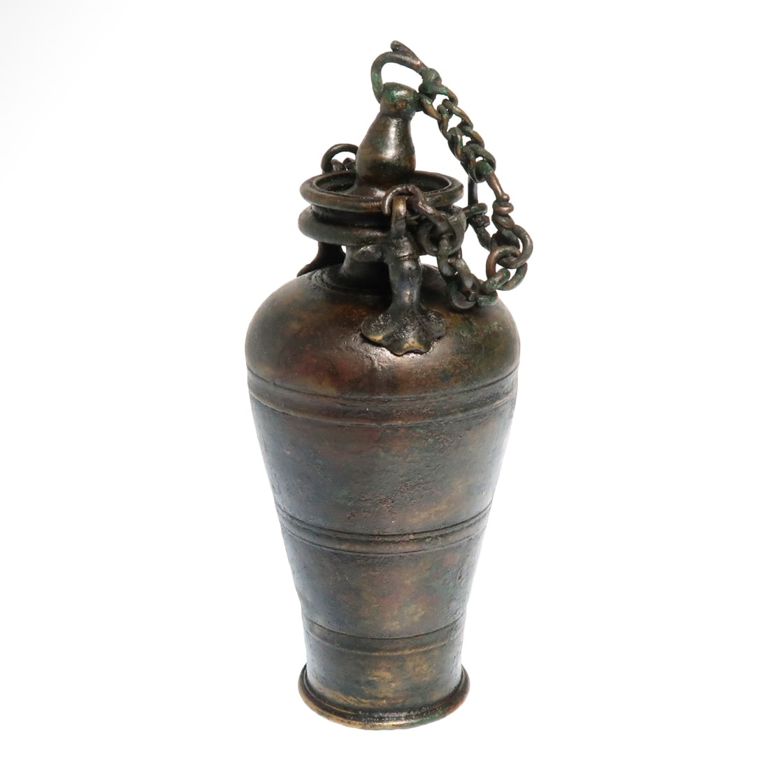 Roman Bronze Athlete’s Aryballos Oil Flask, Complete with Chain and Cover, c. 1st-2nd Century A.D. (1 of 7)