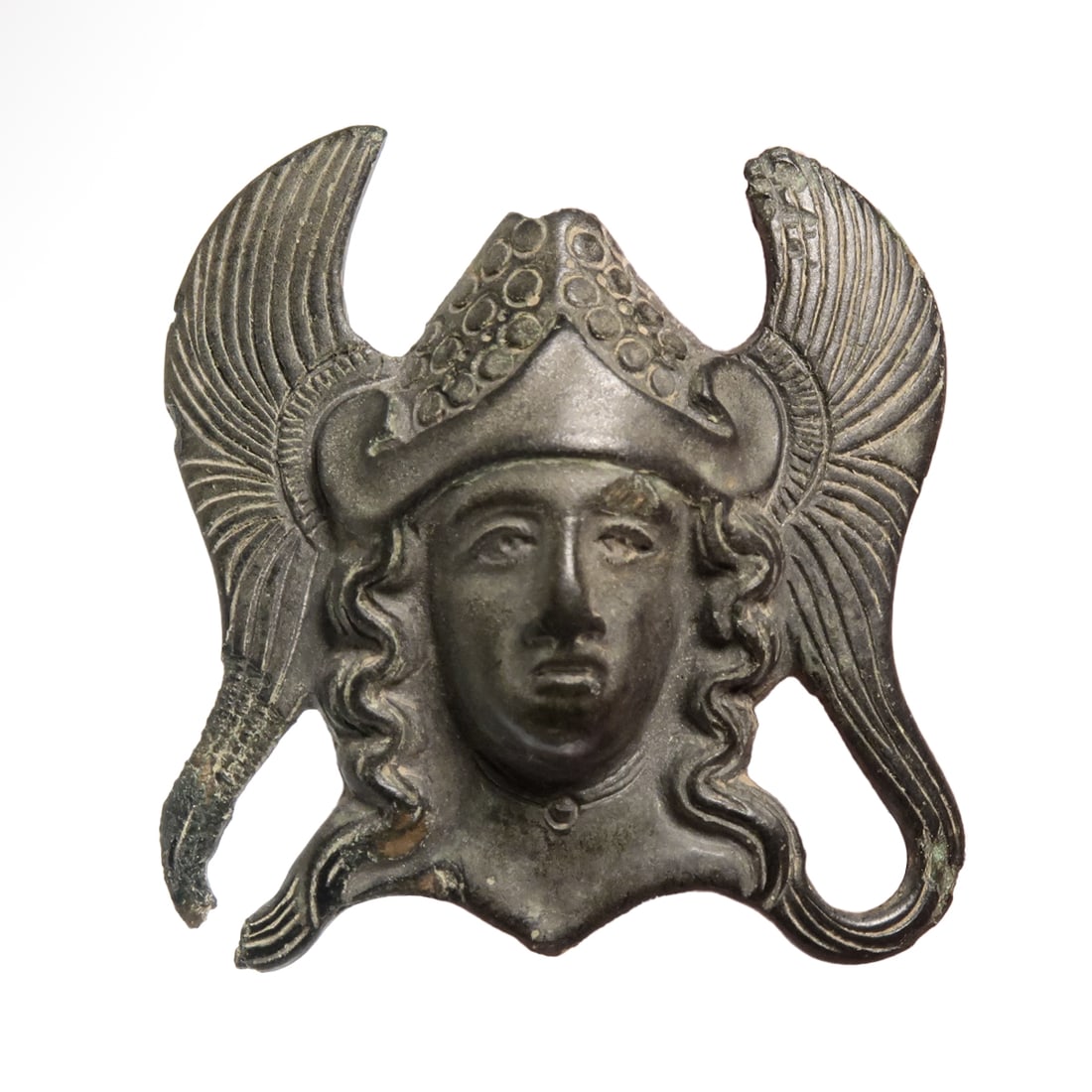 Roman Bronze Head of Minerva with Helm Applique, c. 2nd-4th Century A.D. (1 of 7)