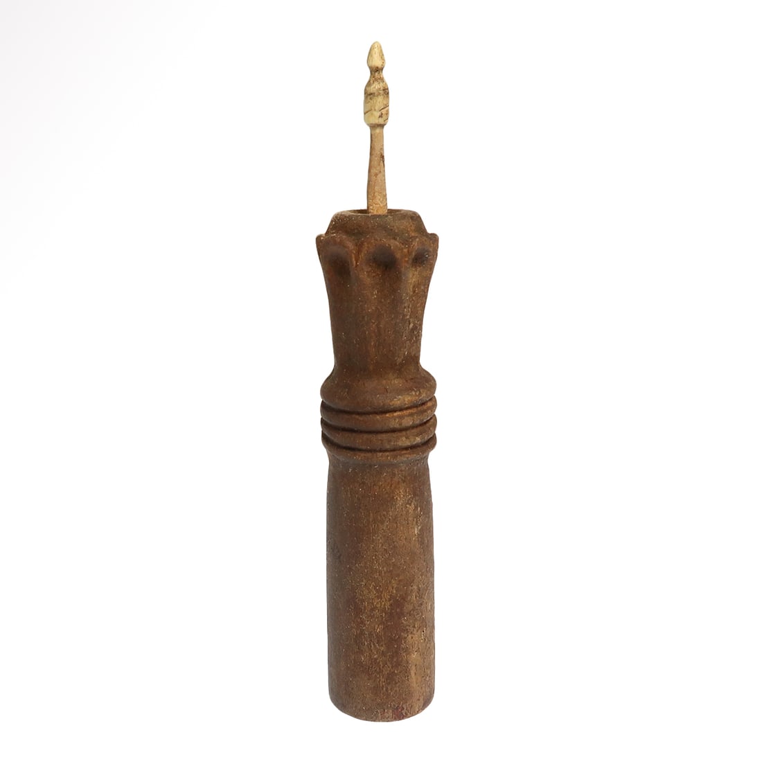 Egyptian Wood Lotus Flower Cosmetic Vessel with Bone Applicator, New Kingdom, 18th Dynasty, c. (1 of 7)
