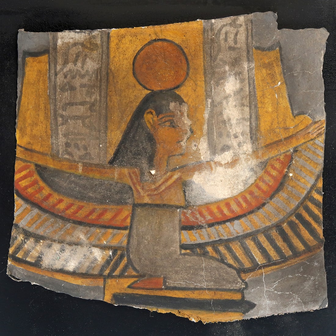 Egyptian Polychrome Cartonnage Panel with Isis, c. 600-300 B.C. (1 of 4)