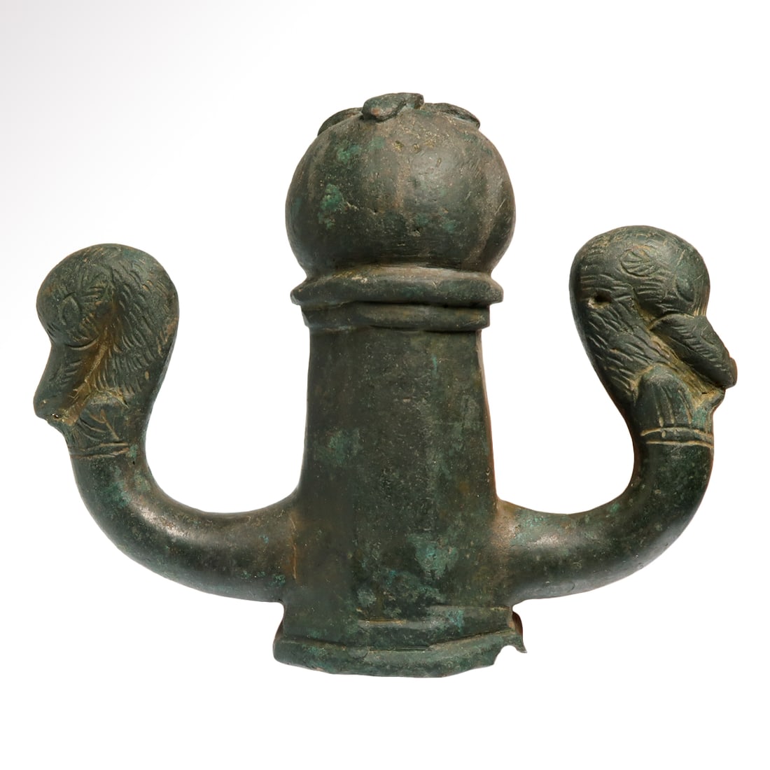 Large Roman Bronze Military Chariot Rein Guard, Pomegranate and Ducks Heads, c. 2nd-3rd Century A.D. (1 of 7)