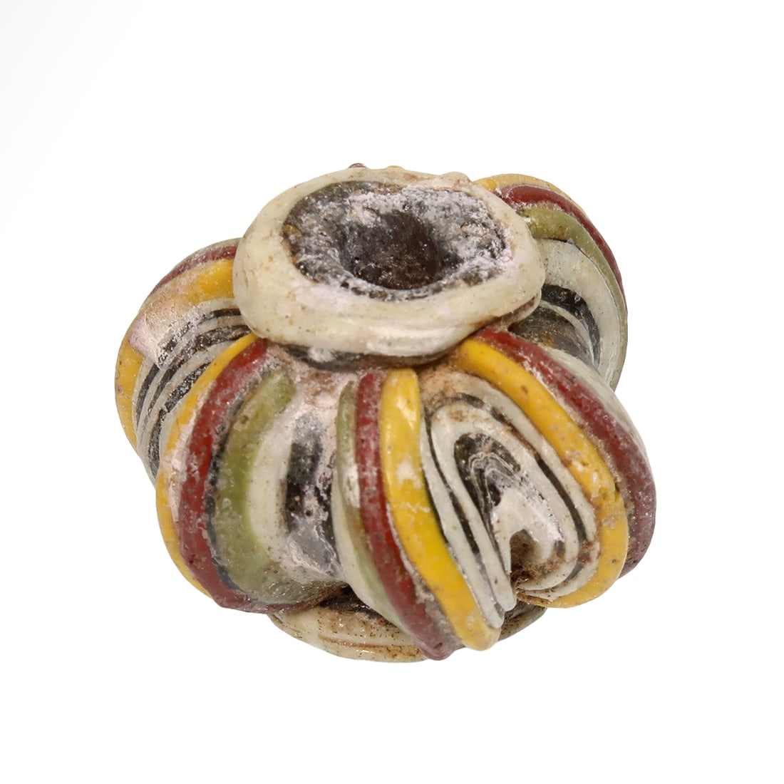Large Near Eastern Ribbed Mosaic Glass Bead, c. 5th-6th Century A.D. (1 of 7)