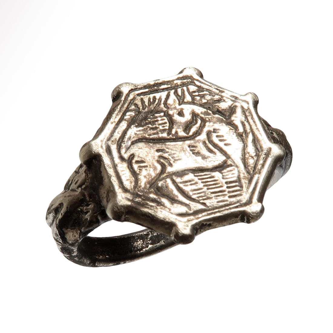 Sassanian Silver Ring with Deer, c. 6th Century A.D. (1 of 6)