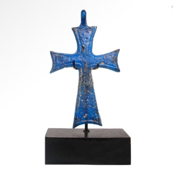 Rare Byzantine Blue Glass Cross, c. 8th-10th AD (1 of 5)