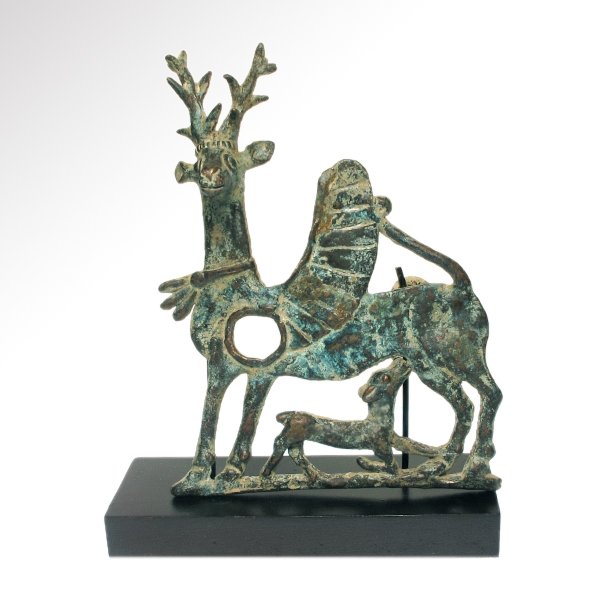 Large Luristan Bronze Winged Stag and Fawn, Horse (1 of 7)