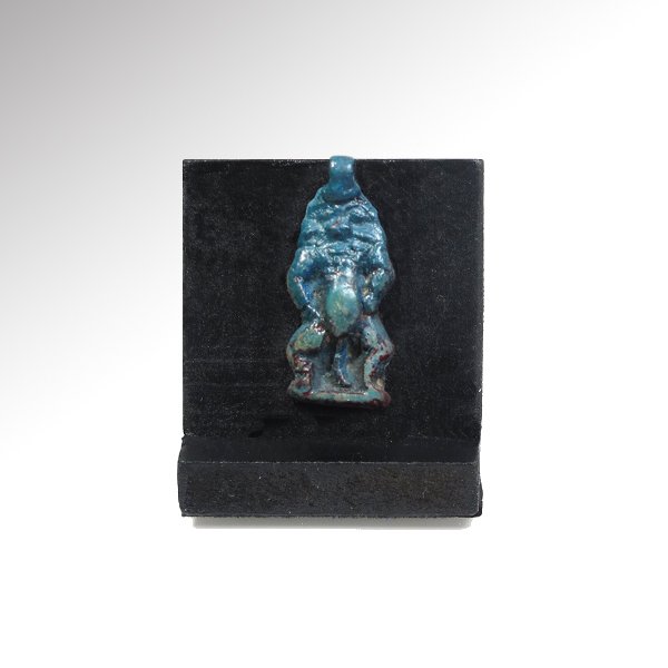 Egyptian Bright Turquoise Faience Bes Plaque Amulet, (1 of 4)