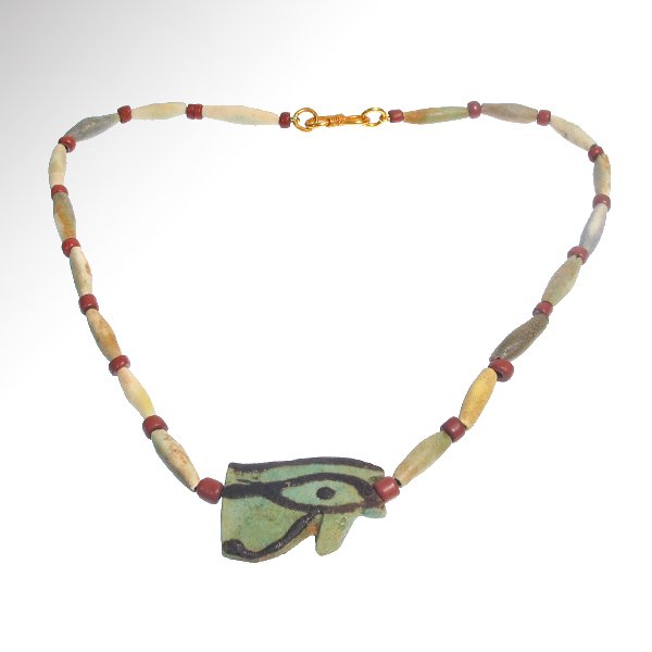 Egyptian Faience Necklace with Eye Amulet, c. 600 B.C. (1 of 5)