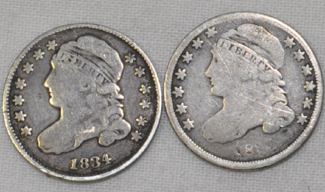 1834 And 1835 Capped Bust Dimes: 1834 VG or better, 1835 G or better.