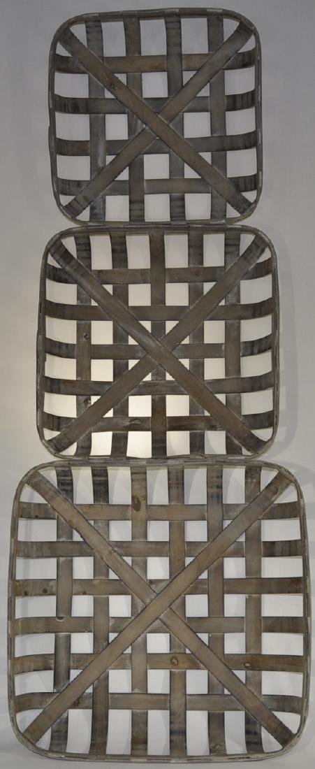Square Wood Slat Tobacco Baskets / Set Of 3 (1 of 2)