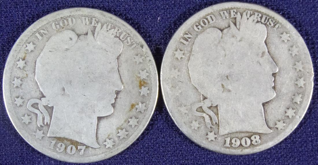 1907 / 1908 Barber Half Dollars (1 of 2)