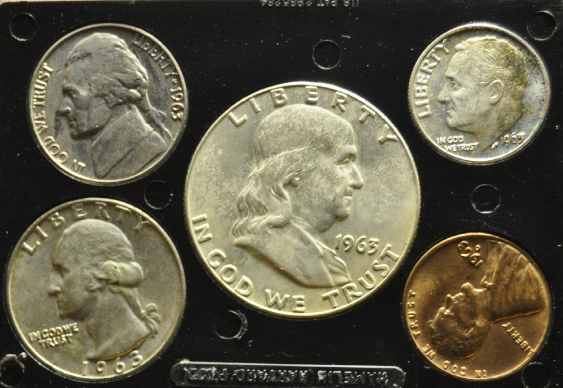 1963 "D" Franklin Silver Half UNC Mint Set (1 of 2)