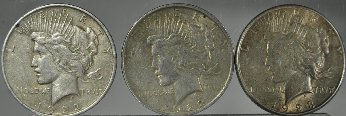 3) Silver Peace Dollars VF Or Better (1 of 2)