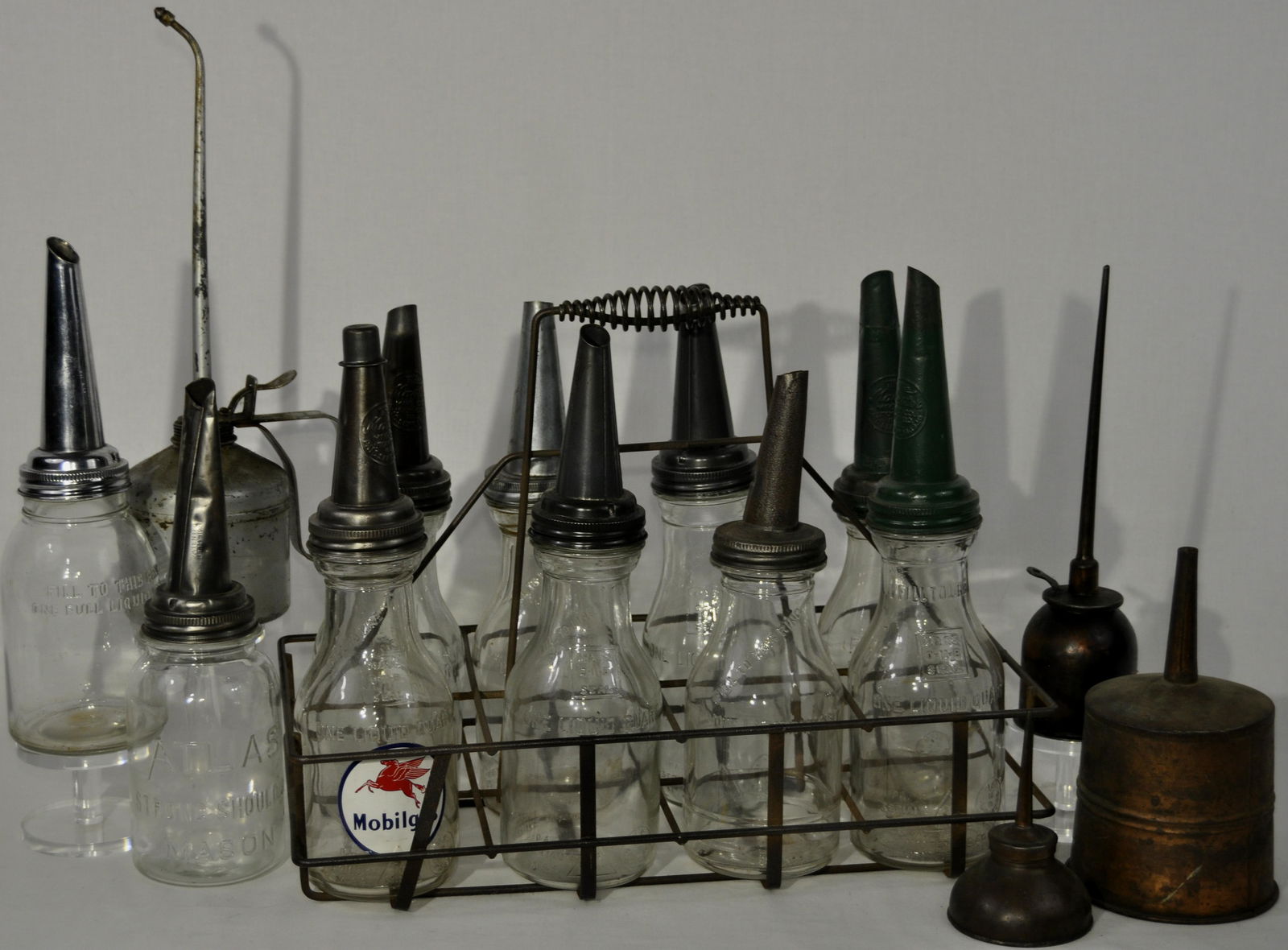 Vintage oil Jars With Carrier (1 of 2)