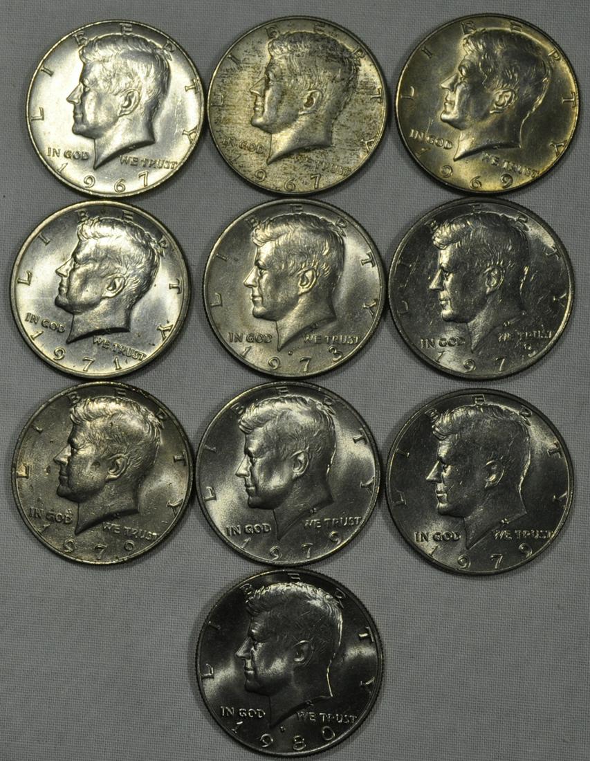 10) Kennedy Half Dollars (1 of 2)