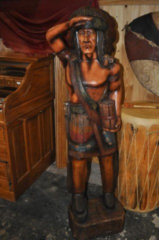 Cigar Store Indian: H 5' 2" W 20" D 13"