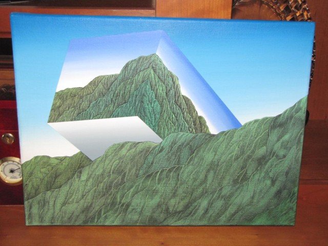Jose Campos Biscardi Abstract Oil on Canvas: Signed, November 1986, Caracas Venezuela, 12"x16" all this information is printed on the back of the piece in Spanish