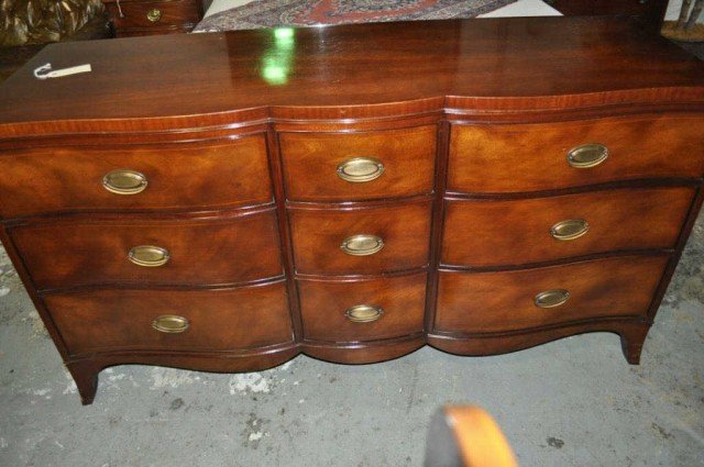 Henredon Triple Dresser and Mirror: 9 Drawer, 34" x 64" x 21 1/2", Mirror 34" x 60"