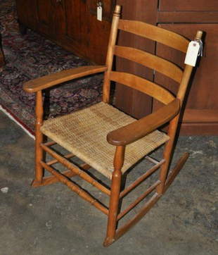 Shaker Armless Ladderback Rocking Chair Natural Finish Mar 09 2013 Conestoga Auction Company Division Of Hess Auction Group In Pa