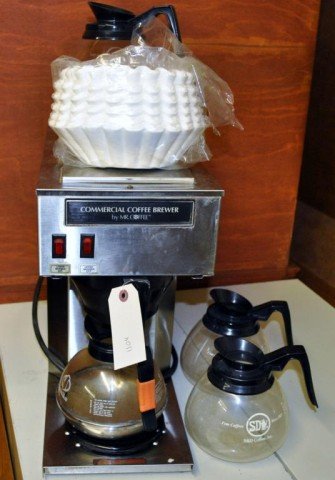 Commercial Coffee Brewer: By Mr. Coffee, Four Coffee Pot Crafts Present, Measurements: 18 1/2" x 16 1/2" x 8 1/2"