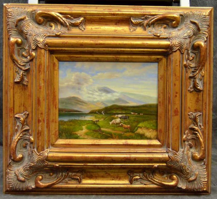 Small Pastoral "Cows in Field" Painting (1 of 3)