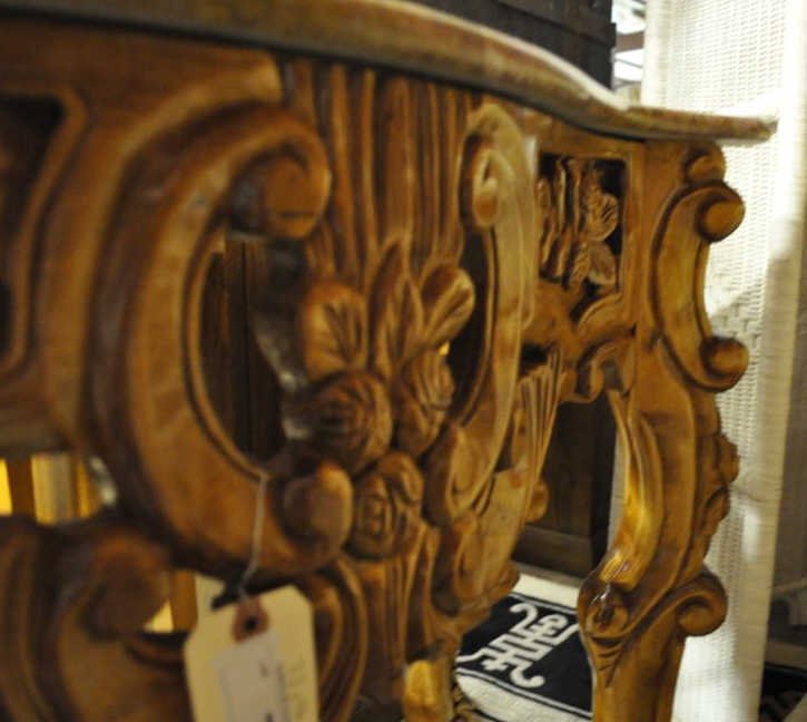 Rococo Style Marble Top Credenza: 32"x46"x18"