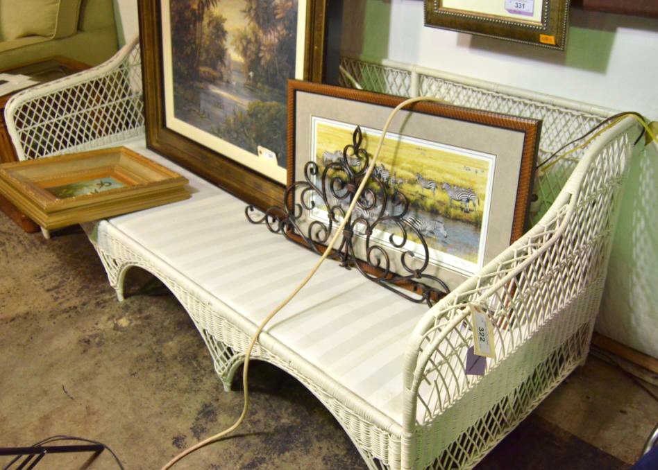 Wicker Sofa: 28"x74"x30"