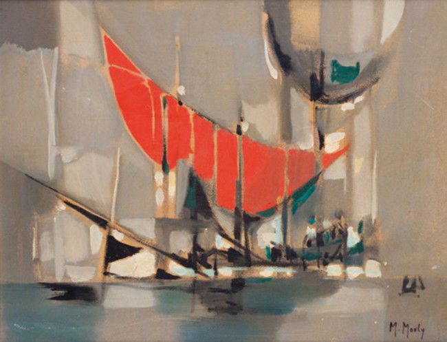 Marcel MOULY-Marine: Marcel MOULY (1918-2008) Marine Huile sur carton, signée en bas à droite 50 x 64.5 cm - 191/2 x 251/4 in. Oil on cardboard, signed lower right