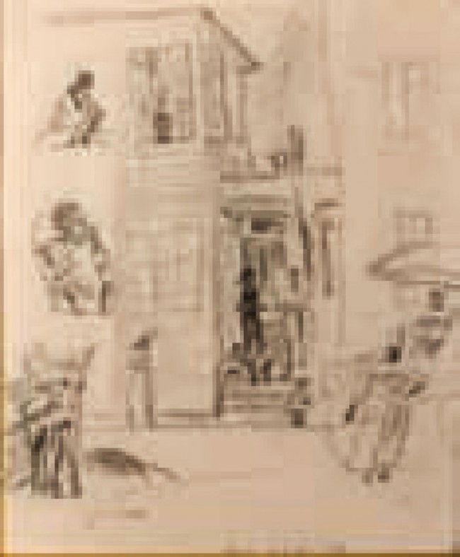 Jules PASCIN - Maison à Cuba, USA 1915: Jules PASCIN (1885-1930) Maison à Cuba, USA 1915 Crayon sur papier, griffe en bas à gauche, cachet d'atelier en bas à droite, inscription L.K. 21,5 x 17 cm - 81/5 x 61/2 in. Pencil on paper, signd