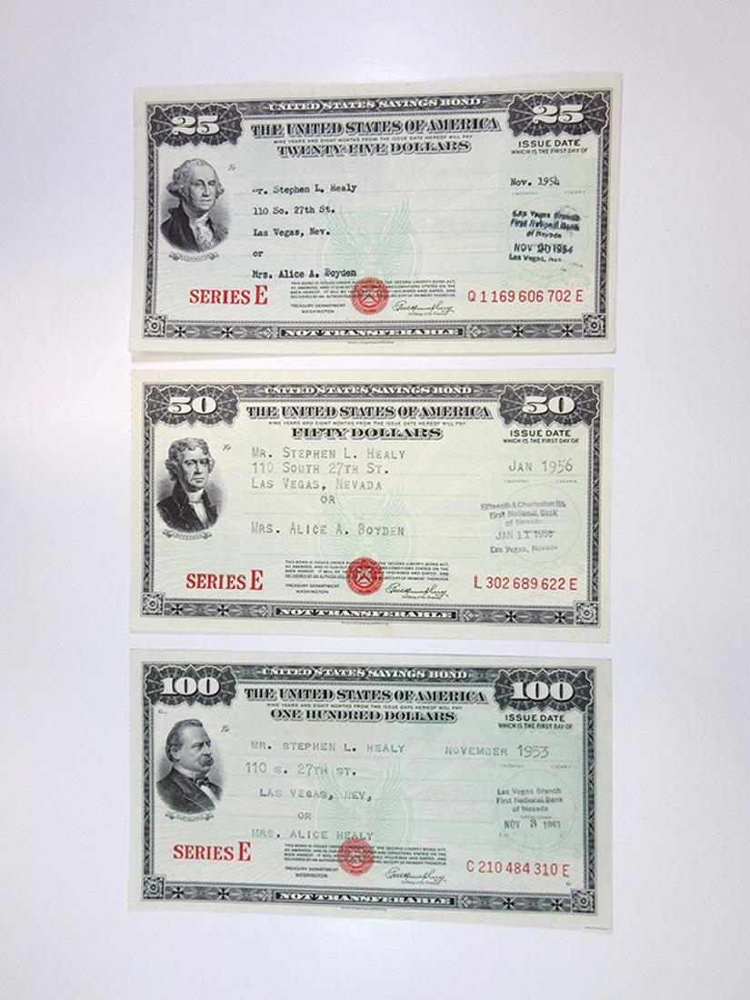 U.S. Savings Bond, Series E, 1953 to 1956 Lot of 3 (1 of 2)