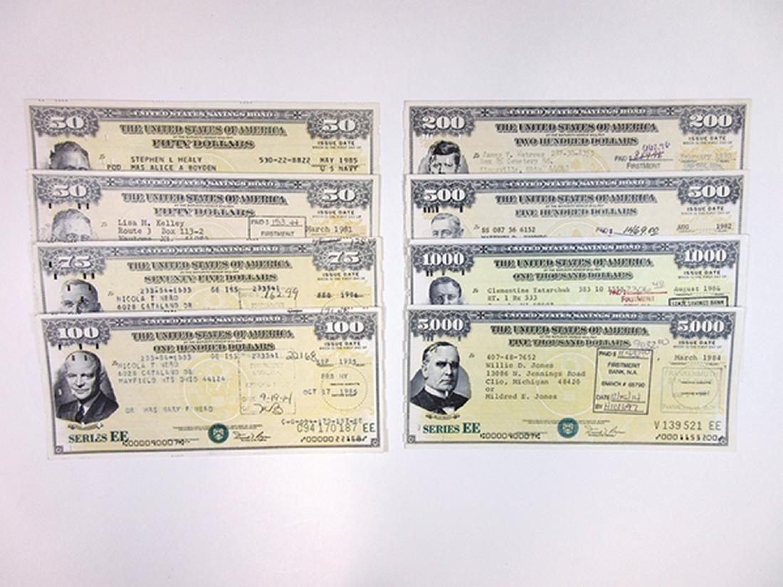 U.S. Savings Bonds, Series EE, 1980-1986, Assortment. (1 of 2)