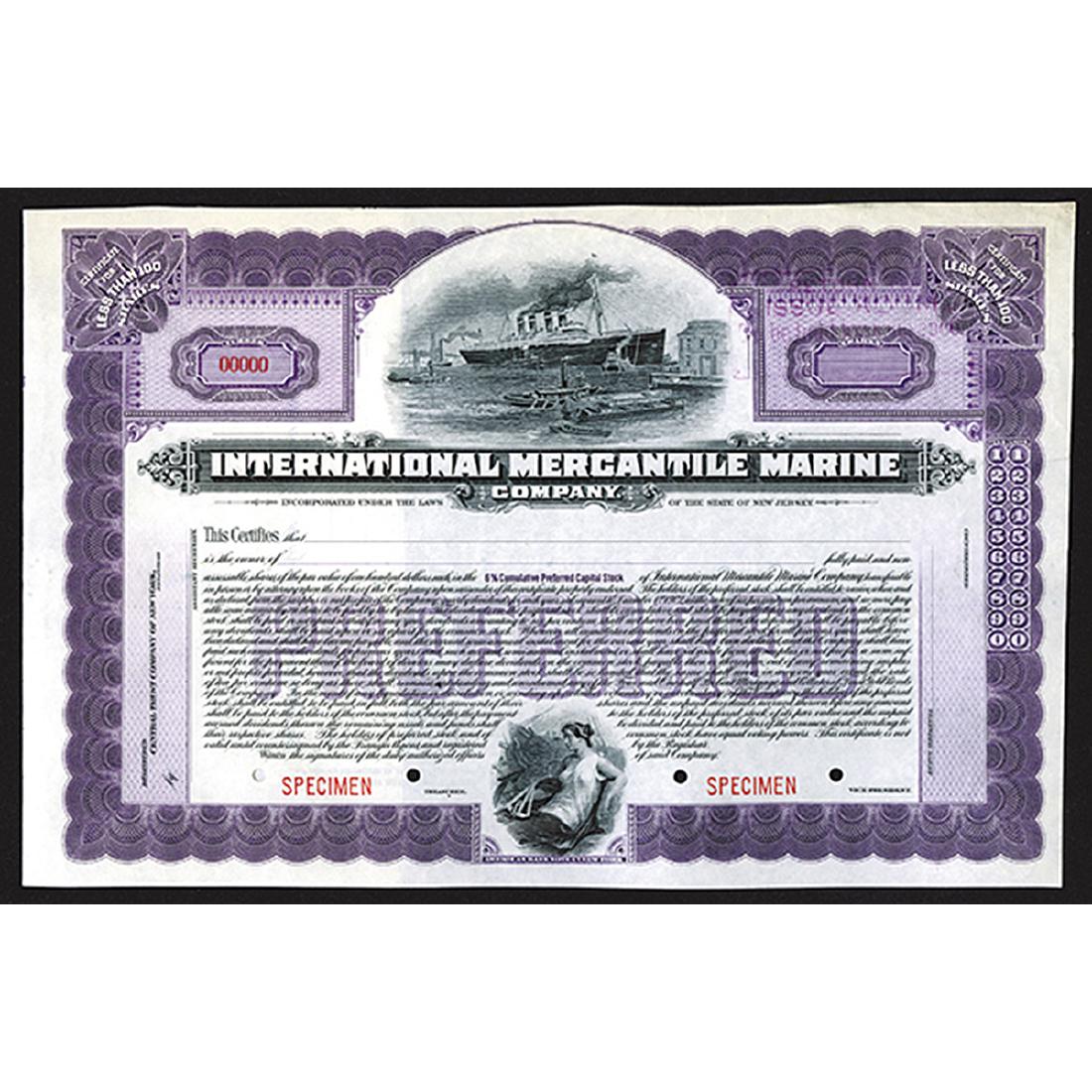International Mercantile Marine Specimen Shares. CA (1 of 1)