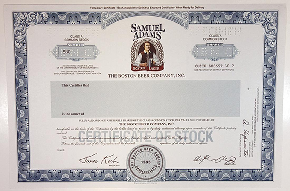 Sam Adams - Boston Beer Co., Inc., 1995 Specimen Stock (1 of 1)