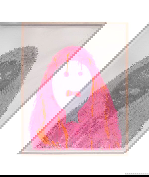 Pink and Silver Ghosthead guide: Pink and Silver Ghosthead guide Acryl auf Papier. Kleine Nadeleinstichlöcher in den Ecken. 110 x 76 cm. Rückseitig bez. mit Galerieaufkleber: Anna Helwing Gallery Los Angeles. MINDY SHAPERO. Pink an