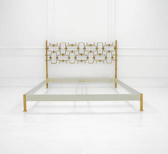 Osvaldo Borsani: Bed Brass fusion, lacquered metal. Manufactured by Arredamenti Borsani, 1964 ca. 124x183x197 cm Literature: Literature: Roberto Aloi, L'arredamento moderno, settima serie, Hoepli, Milano, 1964, p. 295