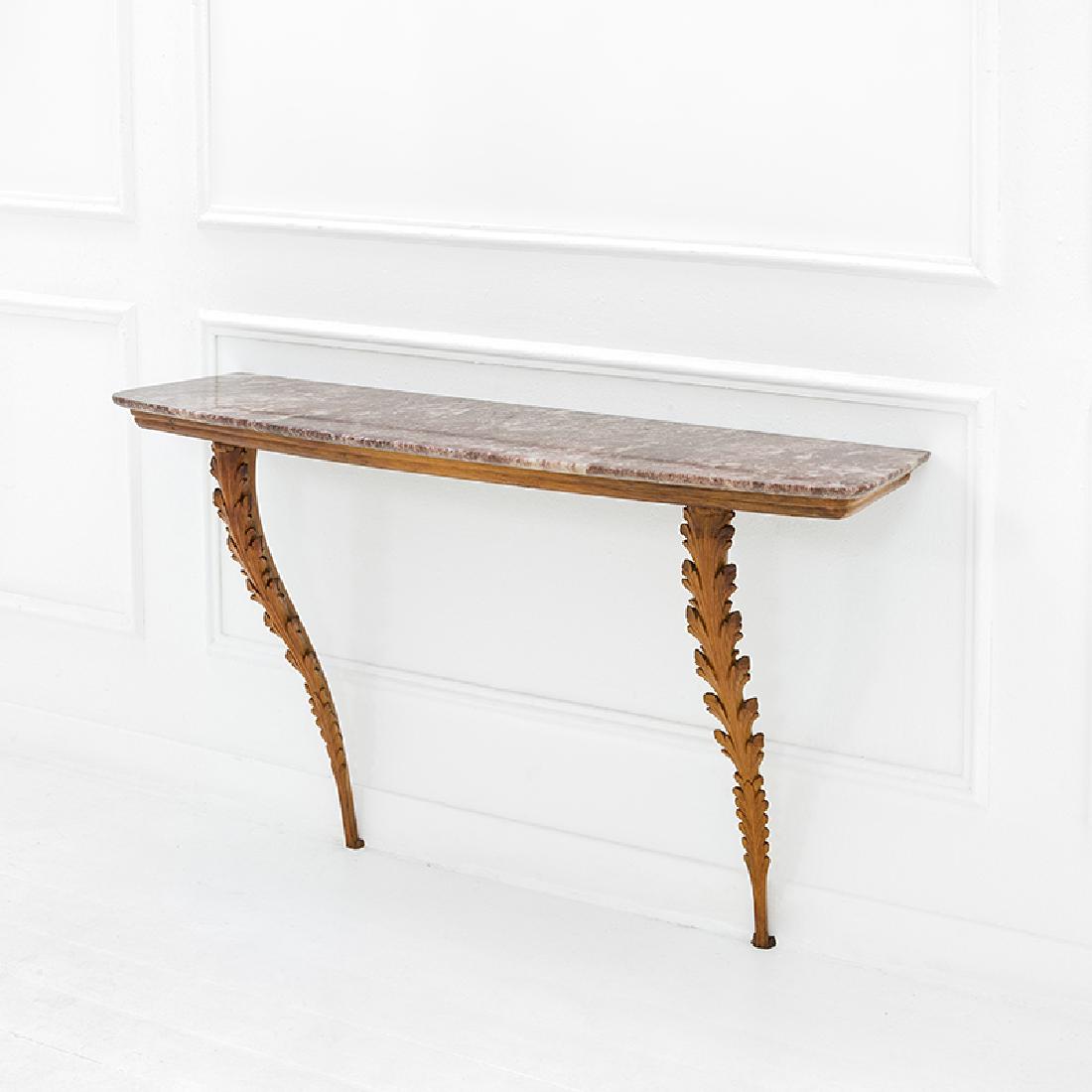 Console: Console Legno scolpito, marmo. Italia, fine anni '40 cm 78x136x36