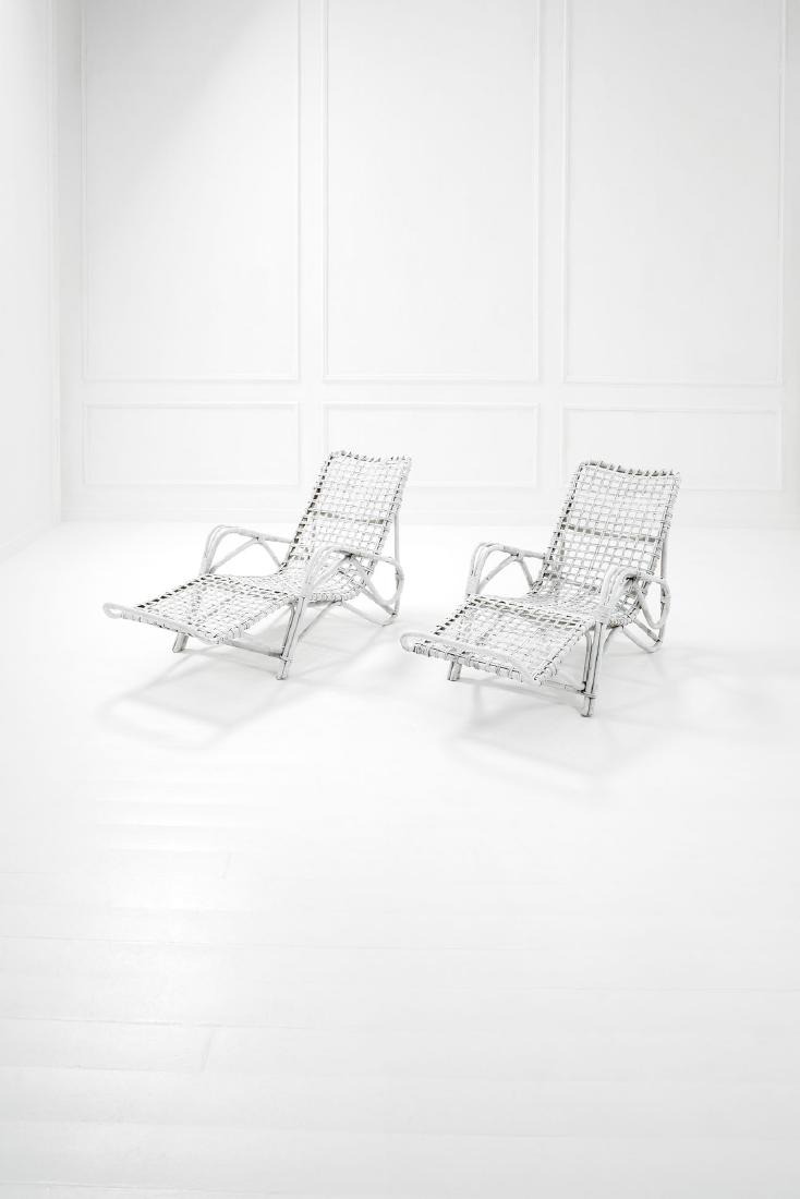 Bonacina: Due chaises longues BambÃ¹, vimini. Prod. Bonacina, 1960 ca. cm 77x170x71