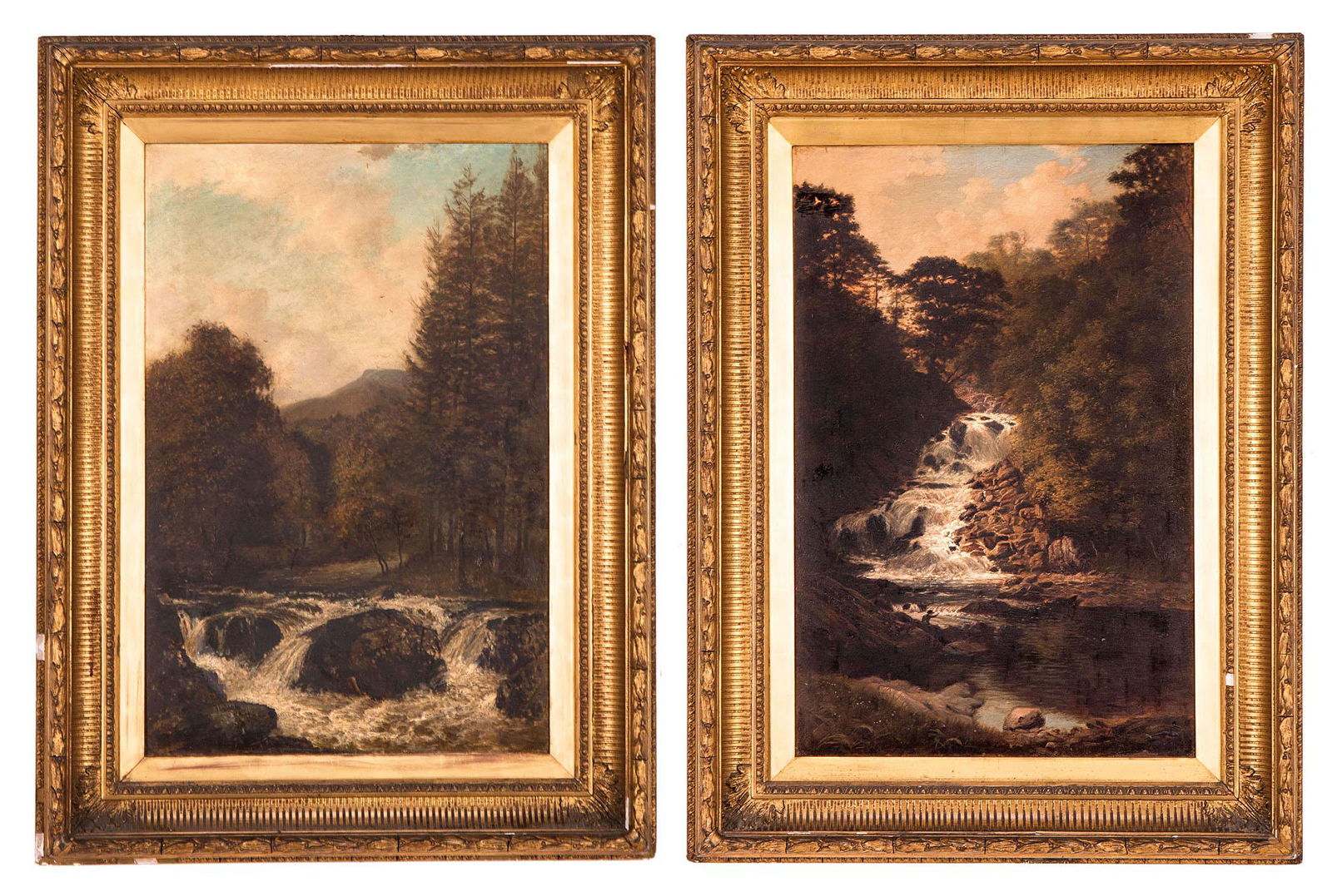 Charles James Parry (Manchester 1824 - 1894): Paesaggi Coppia dipinti entro cornici dorate Olio su tela, uno dei due firmato e datato 1876 in basso a sinistra. cm 76x50