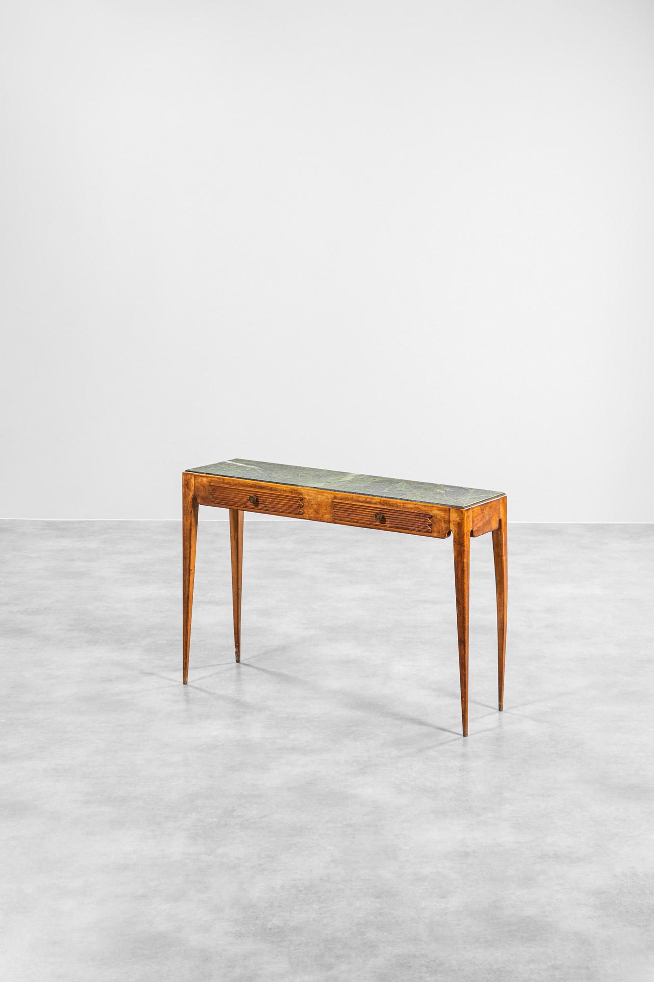 Console anni '50: ConsoleLegno, marmo, ottone.1950 ca.cm 84x120x36