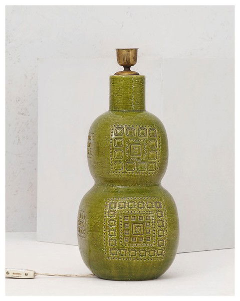 Aldo Londi: Table lamp. glazed ceramic. Prod. Bitossi, 1950 ca. h cm 43 - w max cm 23