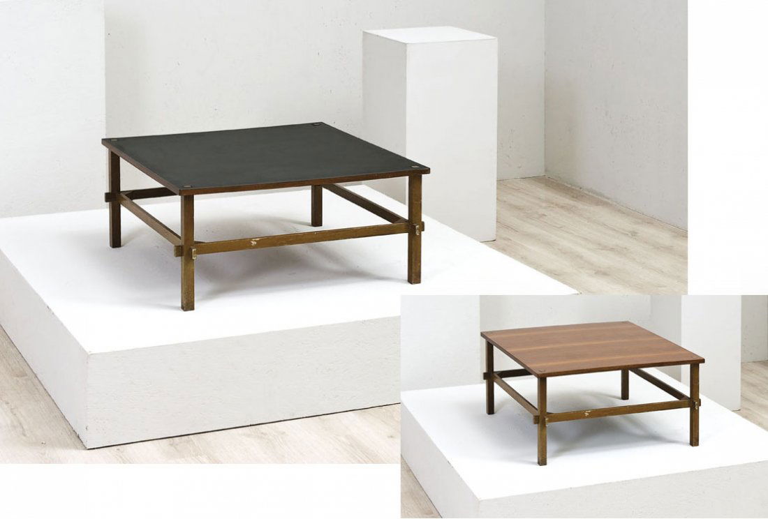 Gianfranco Frattini: Tavolo basso mod. 740 Struttura in noce massello, piano ribaltabile. Prod. Cassina, 1957 cm 35x80x80 Literature: Giuliana Gramigna, Repertorio del design italiano per l’arredamento domestico 1950-20