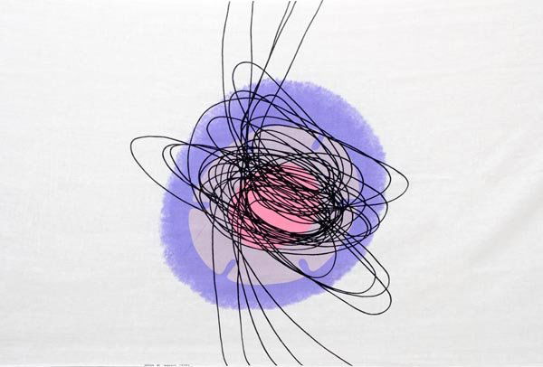 Roberto Crippa: Stoffa serigrafata 1960 ca. Firma stampata in basso a sinistra cm 156x316