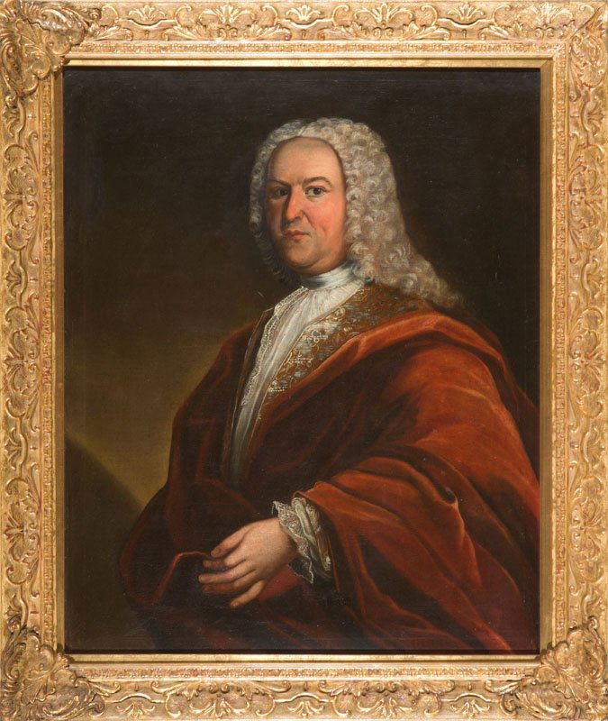 Pittore francese della fine del XVII secolo: Ritratto di gentiluomo Olio su tela cm 78x64