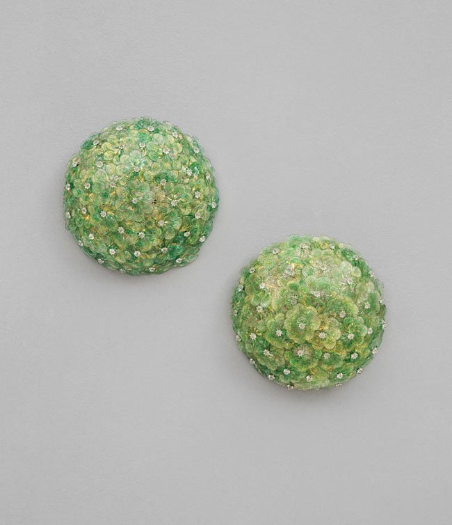 Seguso: Coppia di plafoniere Vetro di murano con inclusioni di foglia d'oro. Prod. Seguso, anni '50 diam. cm 30