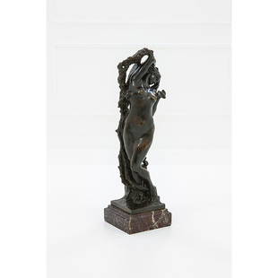 Leonardo Bistolfi: Il profumo Scultura in bronzo su base in marmo cm 48