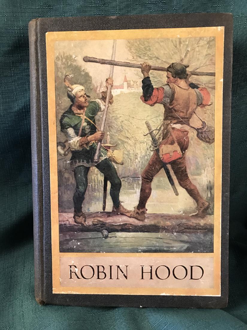 Vintage Robin Hood by Louis Rhead, First Edition: Book by Harper and Brothers, NY and London, copyright 1912, printed in the U.S.A. minimal sunning on binding, cover image has bright colors but some speckles of wear (See Photo),