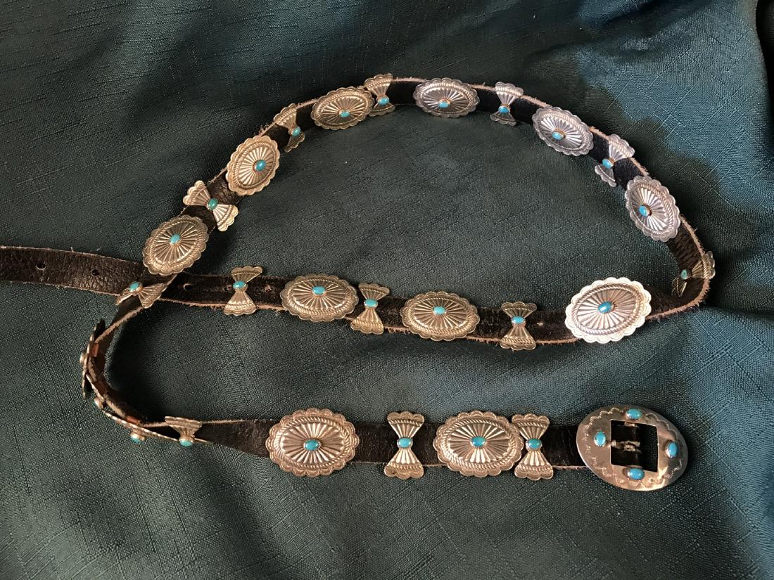 Turquoise and Sterling Silver Concho Belt, (1 of 4)